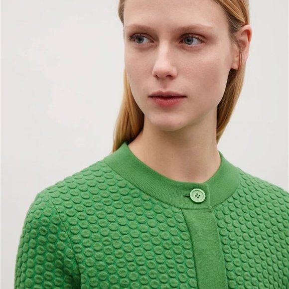 COS Jacquard Knit Coat | Size S, Kelly Green - Picture 2 of 6